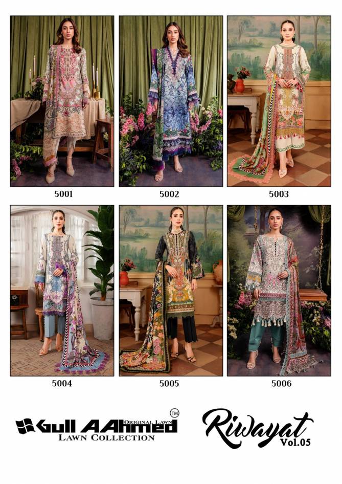 Riwayat Vol 5 By Gull A Ahmed Lawn Cotton Dress Material Wholesale Price In Surat
